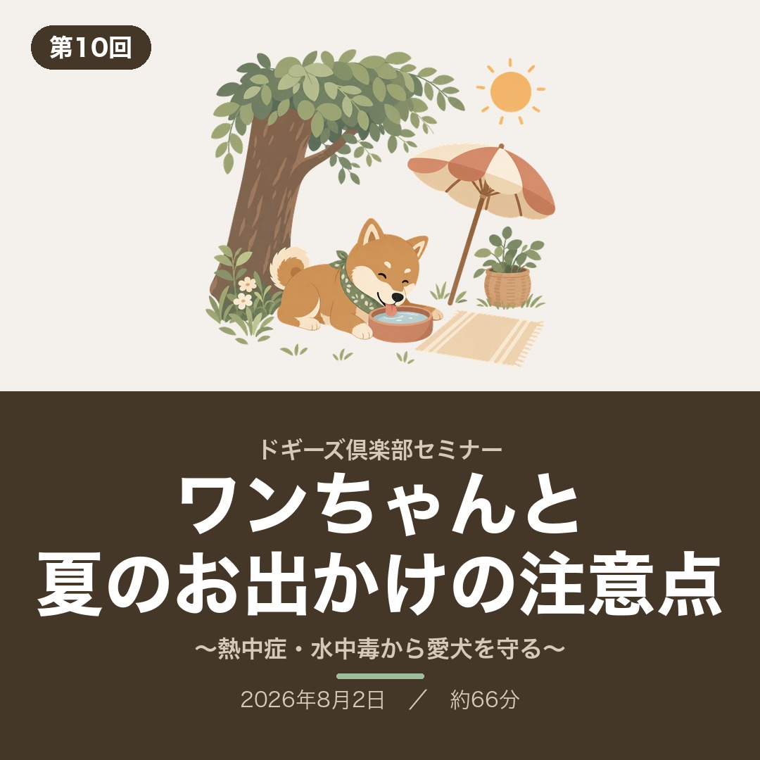 ドギーズ倶楽部セミナー第10回「ワンちゃんと夏のお出かけの注意点」